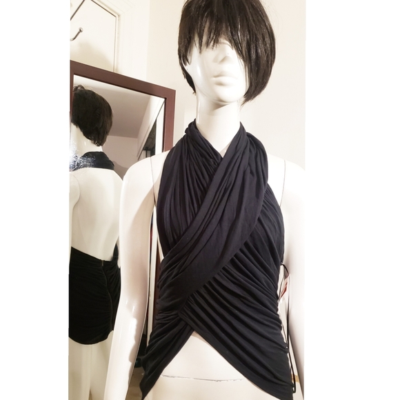 ASOS Black Twisted Neck Halter - Picture 2 of 6